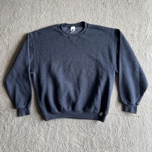 Vtg Y2K Russell Athletics Sweatshirt Mens Large Dark Gray Blank Essentials Skate